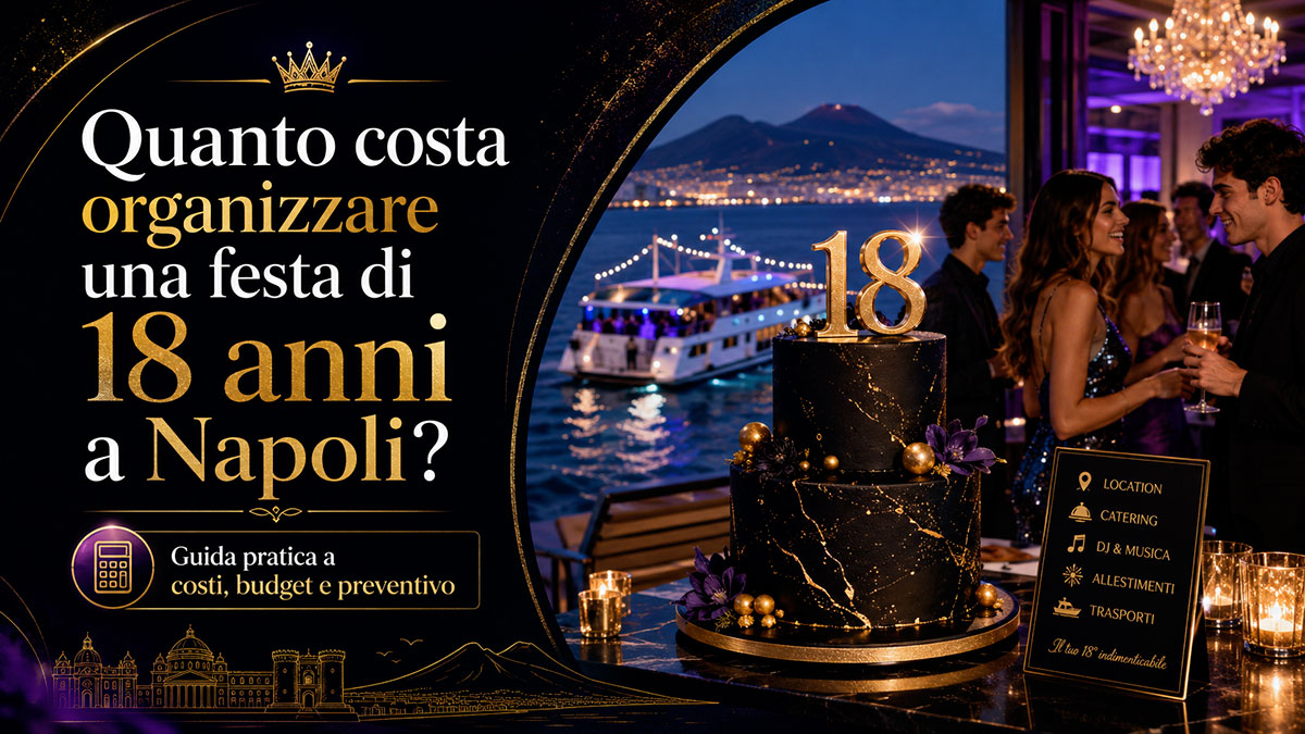 Festa di 18 anni a Napoli con torta, luci, musica e invitati in location elegante